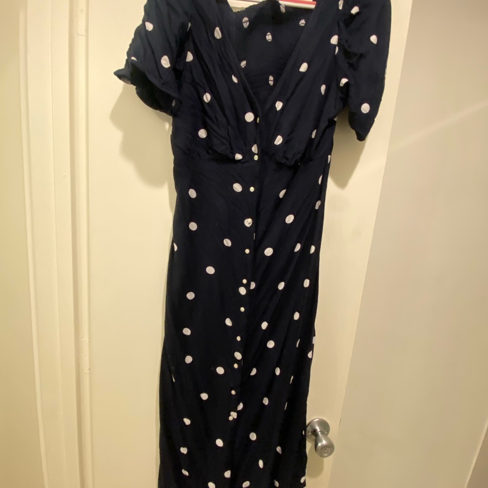 Old Navy Blue Maxi Sundress with Puff Sleeves and V-Neck